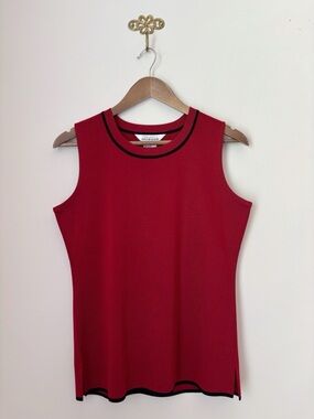Misook Red Black Knit Tank Top Shell Small Classic Workwear